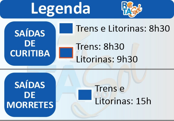 Calendário de Saídas do Passeio de Trem de Curitiba a Morretes Legenda