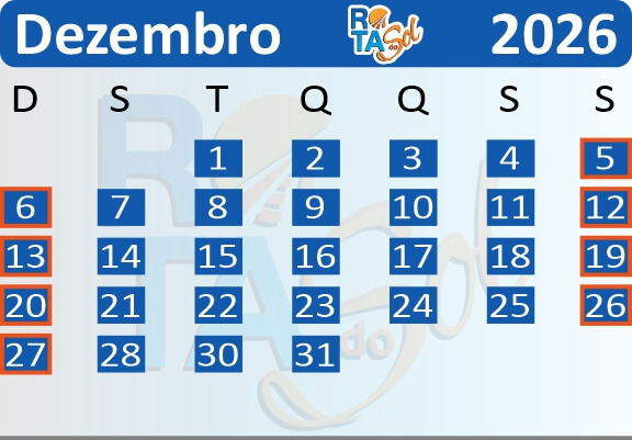 Calendário de Saídas do Passeio de Trem de Curitiba a Morretes no mês de Dezembro